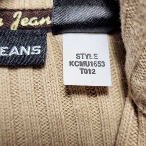 DKNY Jeans Women's Sweater Size M 1/4 Zip Ribbed Long Sleeve Form Fitting - Picture 9 of 9